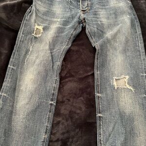 Diesel distressed button-fly Men's Blue Jeans, 36x32